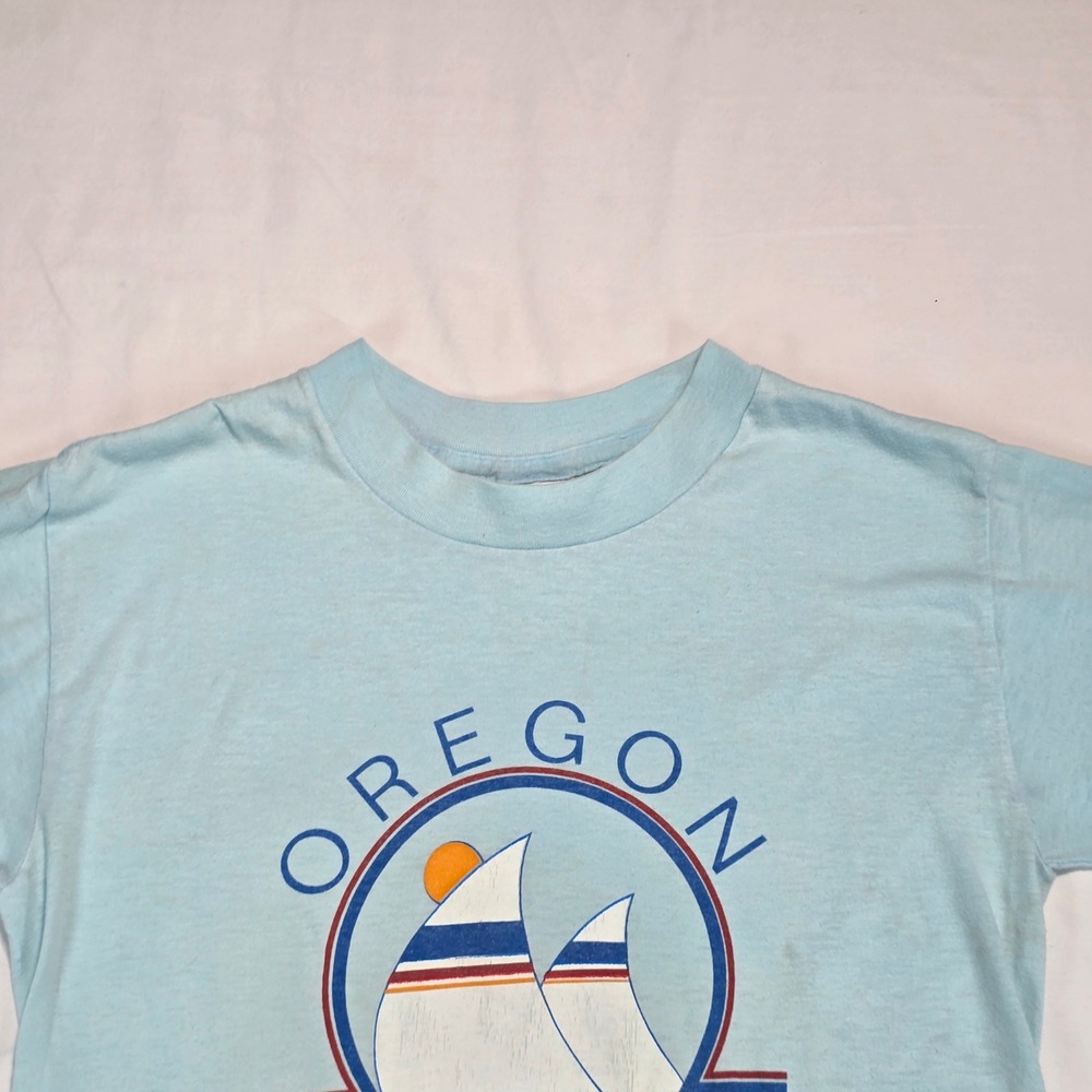 Vintage Super Shirts Oregon Yacht Club T-Shirt Mens Medium Blue Made in USA 80s - Picture 4 of 16